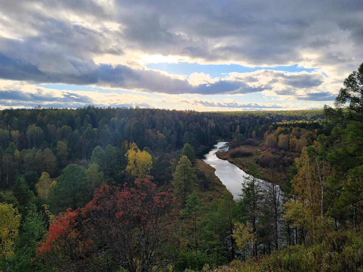 Панорама со смотровой площадки "Пирамида" в природном парке "Оленьи ручьи". Фото автора 