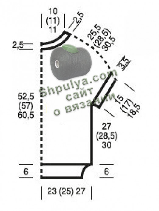 Выкройка вязаного ажурного пуловера