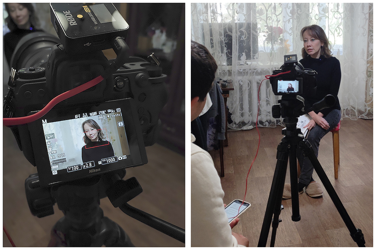 Процесс съемки. Было очень волнительно, это мой первый опыт разговора на камеру