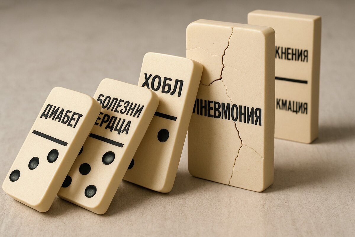 ОРВИ приводят к обострению хронических заболеваний. С другой стороны хронические заболевания усугубляют течение инфекции. Получается замкнутый круг. Изображение by supa.ru