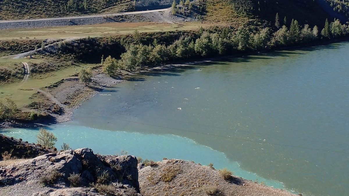 Мутная Катунь и бирюзовая Чуя.