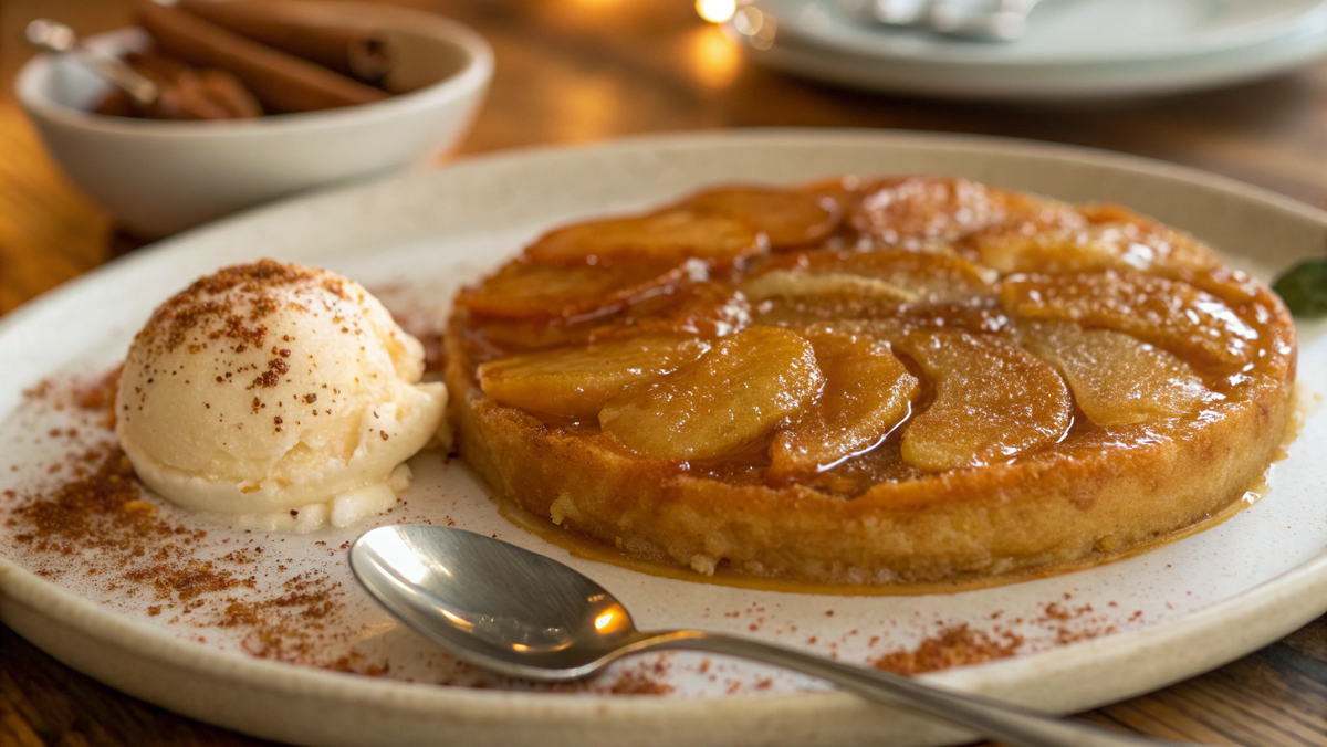 Фото Яблочный пирог "Тарт Татен" с мороженым