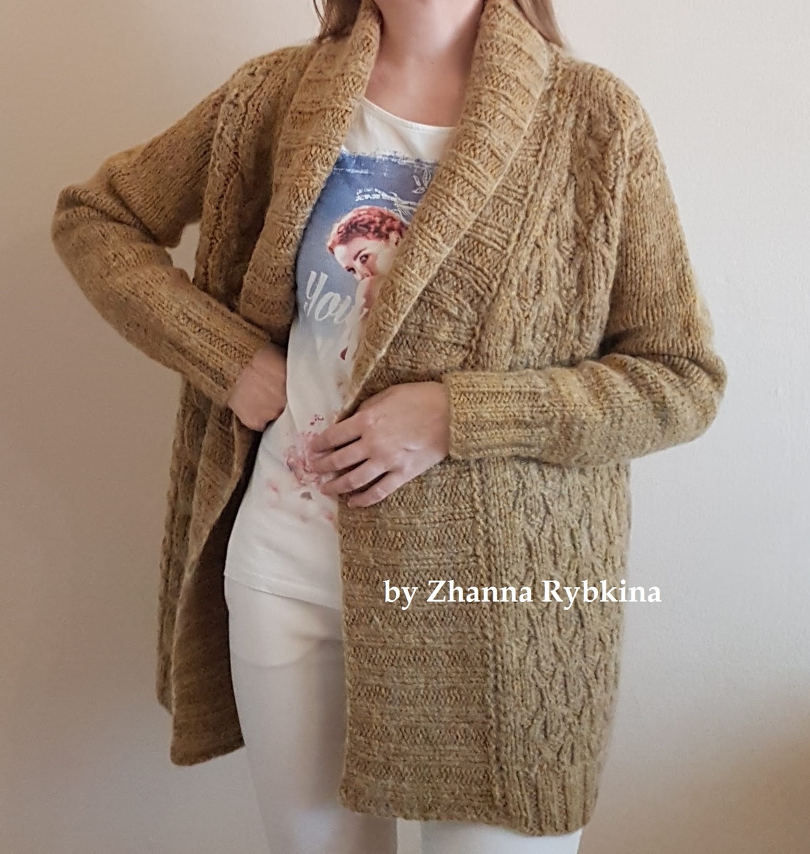 Кардиган спицами "Осенняя рапсодия", авторская модель Жанны Рыбкиной