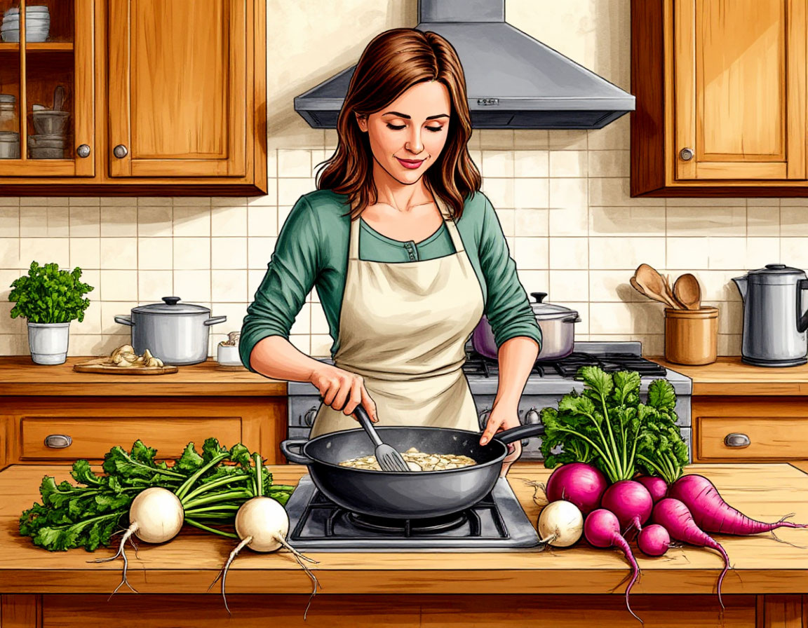 Репа — это корнеплод, который издавна используется в кулинарии и медицине благодаря своим многочисленным полезным свойствам. Она богата витаминами C, B6, K и минералами, такими как калий, кальций и магний. Эти элементы способствуют укреплению иммунной системы, улучшению обмена веществ и поддержанию здоровья костей и сосудов. Репа также обладает антиоксидантными свойствами, которые помогают в борьбе с воспалительными процессами в организме.
Существует множество способов приготовления репы, которые помогут разнообразить ваш рацион и извлечь максимальную пользу из этого уникального овоща. Среди них: запекание в духовке, варка, тушение с другими овощами, приготовление на пару, жарка на сковороде, добавление в супы, приготовление пюре, маринование и использование в качестве ингредиента для салатов. Каждое из этих блюд раскрывает уникальные вкусовые качества репы, делая её незаменимым продуктом на кухне.
