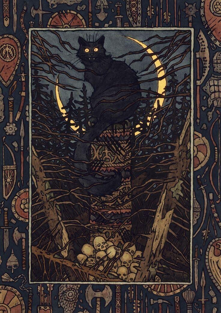 Кот Баюн, иллюстрация Ивана Билибина