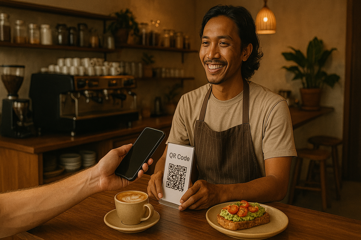 Оплата QRIS через приложение GoPay в любой точке