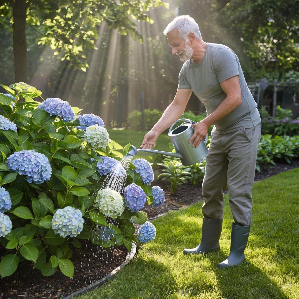гортензии продолжают нуждаться в поливе