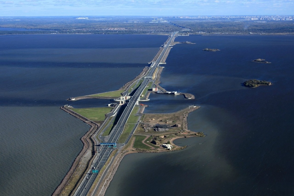 Дамба до Кронштадта из СПб