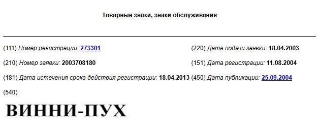 Товарный знак РФ № 273301