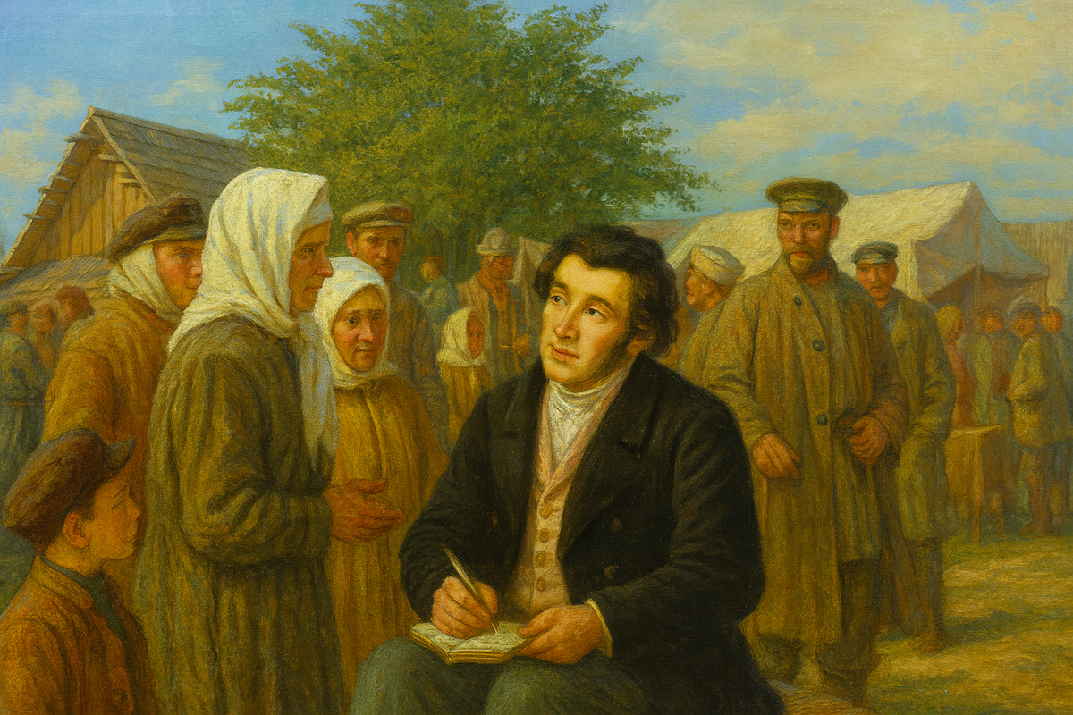 Адам Мицкевич собирает фольклор у жителей Виленского уезда.