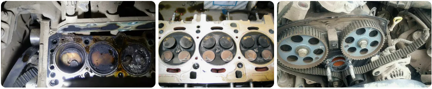 деформированные поршни, загнутые клапана, порванный ремень ГРМ