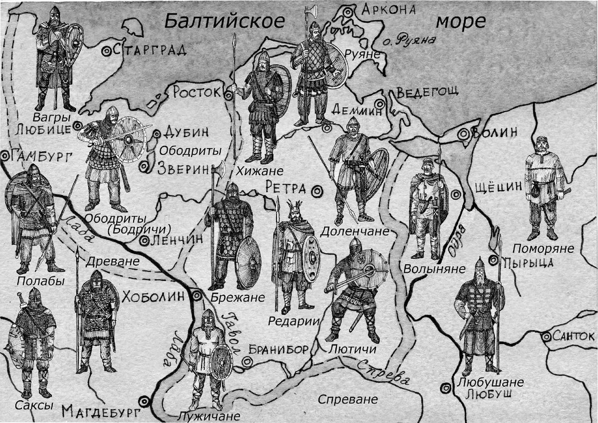 Карта расселения полабских славян.