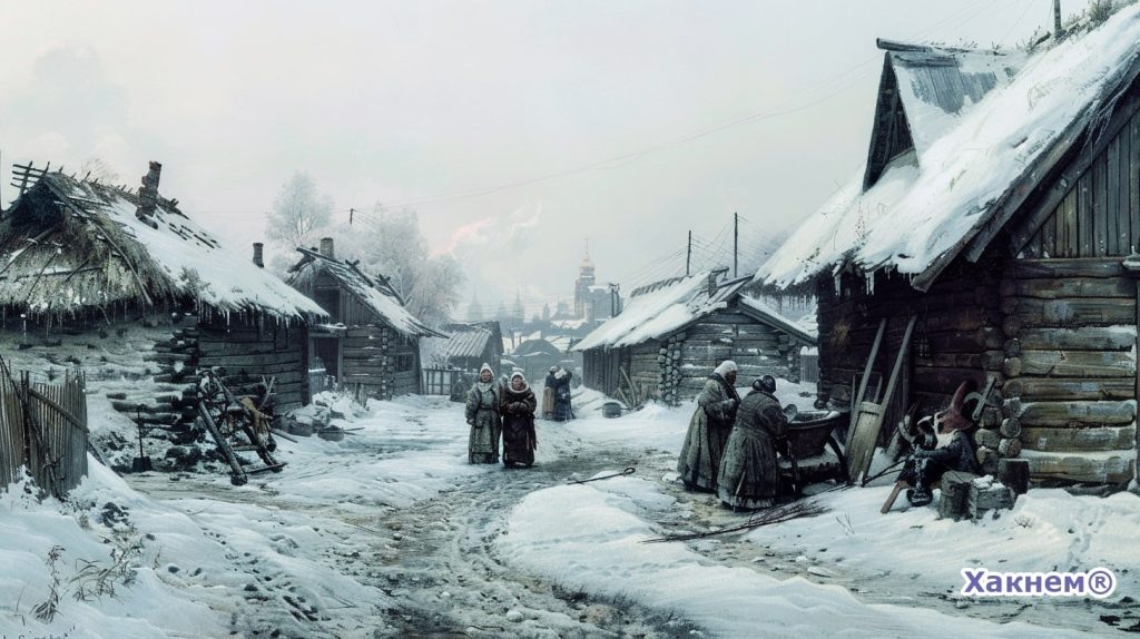 Российская деревня зимой.