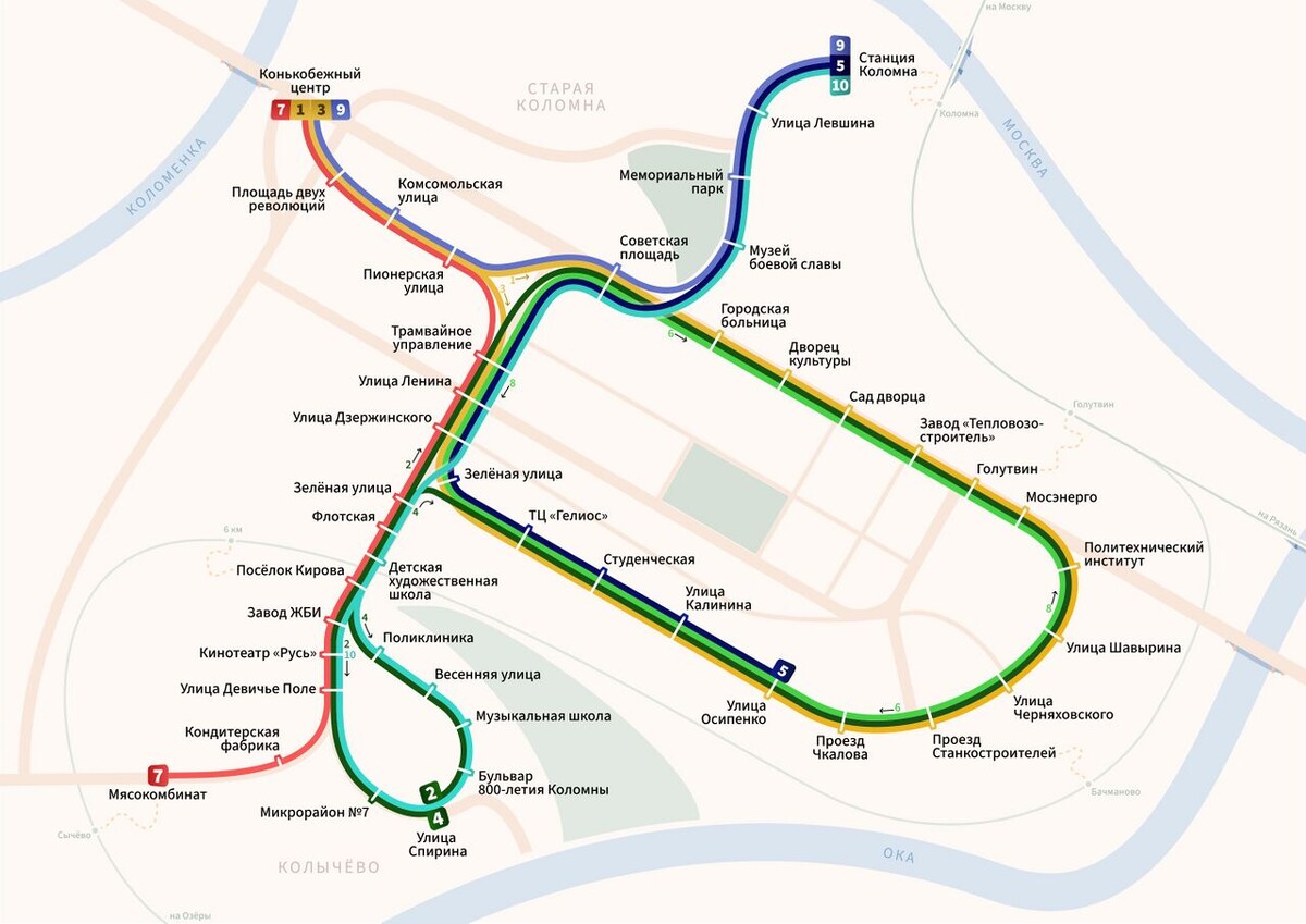 Схема маршрутов Коломенского трамвая. Фото из Рувики.