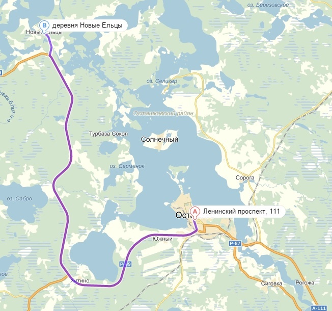 маршрут Осташков-Новые Ельцы