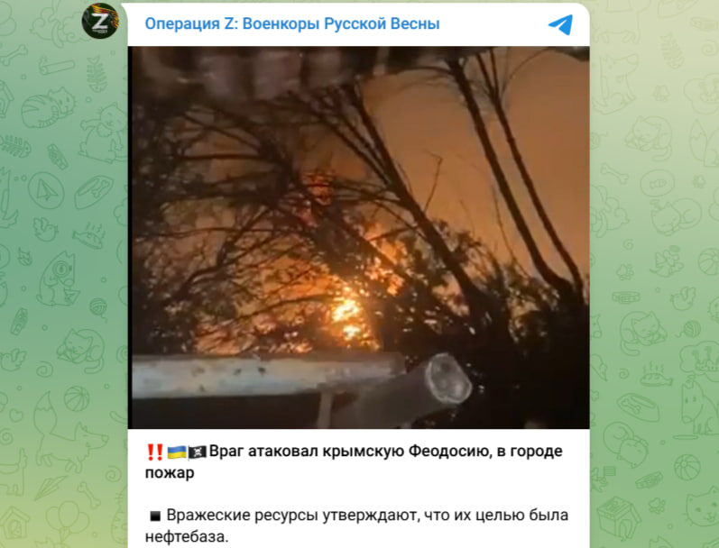    скриншот записи с телеграм-канала "Операция Z: Военкоры Русской Весны"