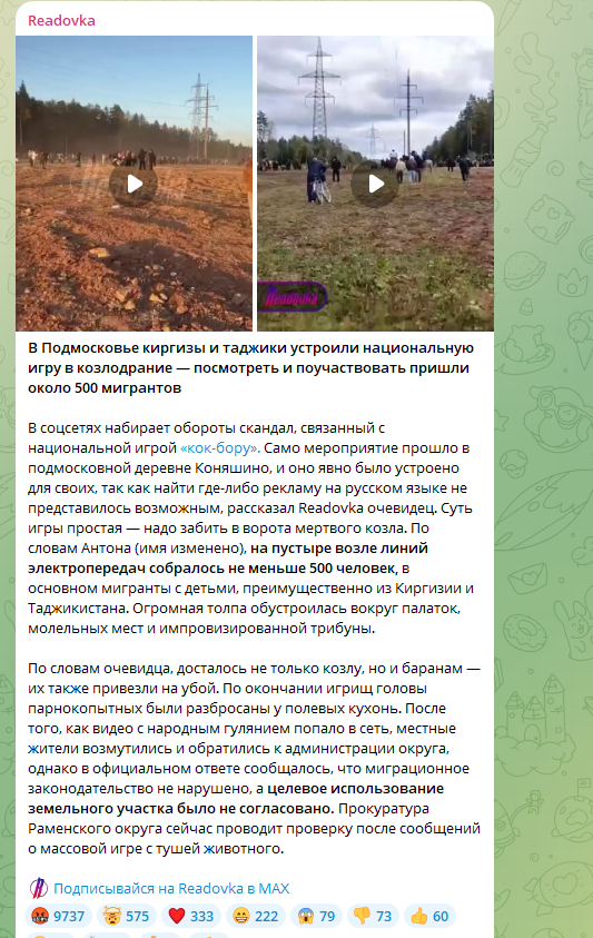    Скриншот: https://t.me/readovkanews