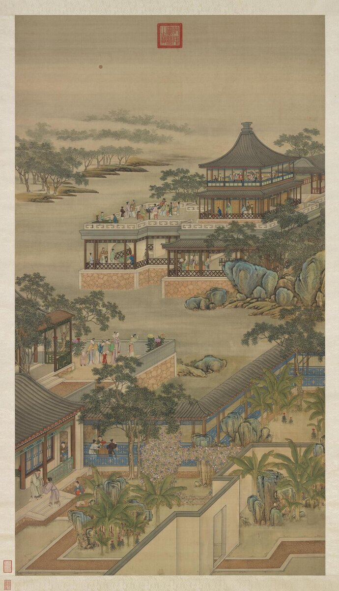 Восьмой месяц 八月. Из серии «Двенадцать месяцев» (十二月令图). Хранится в Национальном дворцовом музее в Тайбэе 