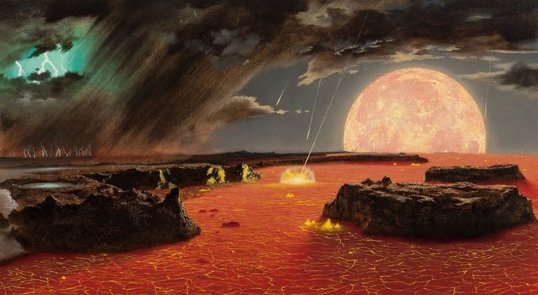 Начало мира. Рождение Земли
Художник – Чесли Боунстелл (англ. Chesley Bonestell, 1888–1986)
