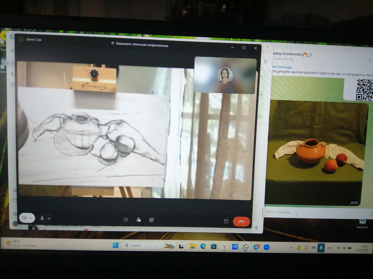 Здесь мы выполняли подготовительный рисунок под живопись. Обсудили композицию, постановку на плоскость, построение,  в том чиле "направления" по Чистякову.