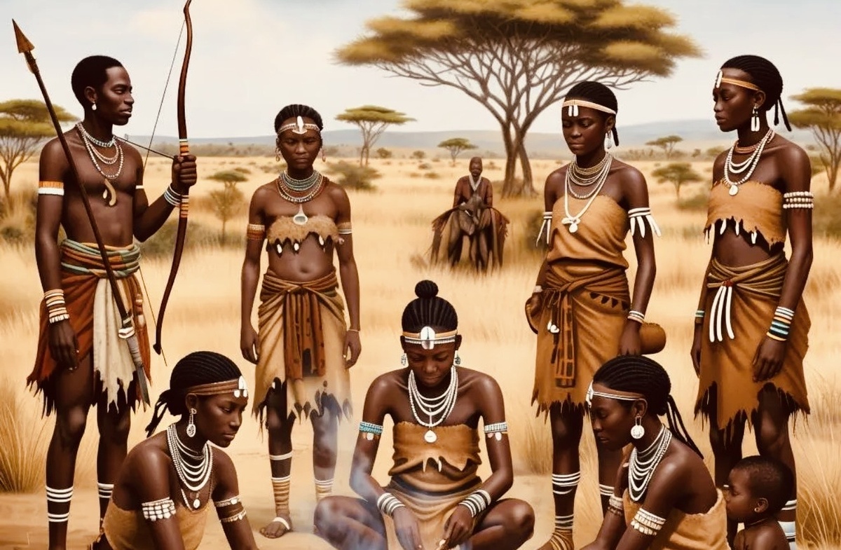Африканское племя бергдамы. Рисунок сгенерирован ИИ