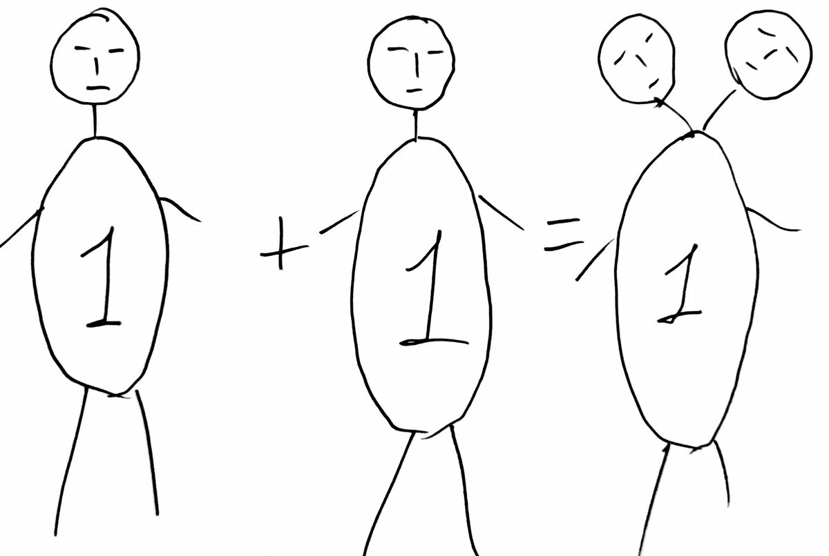 Фото из слияние. Отношения Один + Один = Один. Фото из Инет