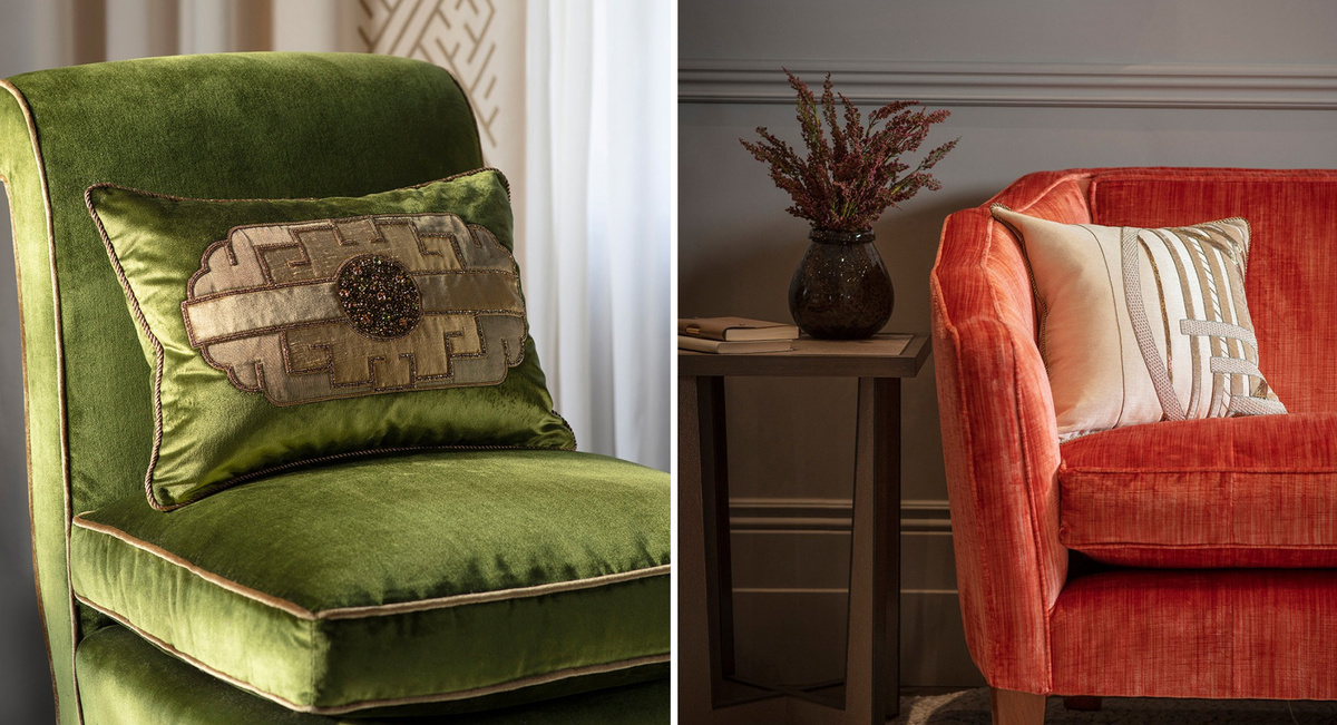 Подушки с ручной вышивкой Beaumont & Fletcher