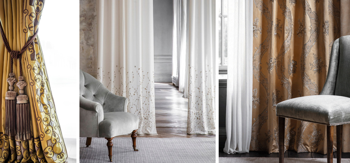 Портьеры с ручной вышивкой Beaumont & Fletcher