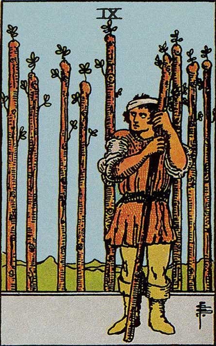 таро райдера уэйта, 9 жезлов