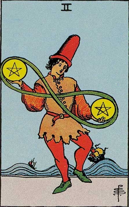 таро райдера уэйта, 2 пентаклей