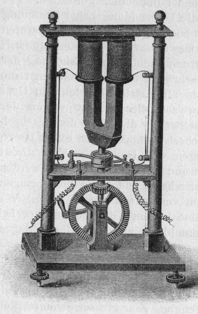 Первая в мире действующая модель генератора переменного тока французского изобретателя Ипполита Пикси.