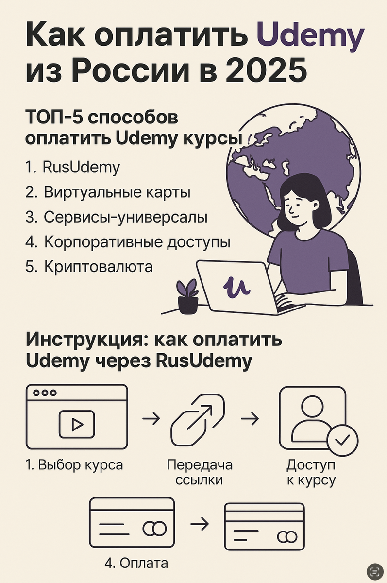 Рассмотрим сервисы оплаты Udemy