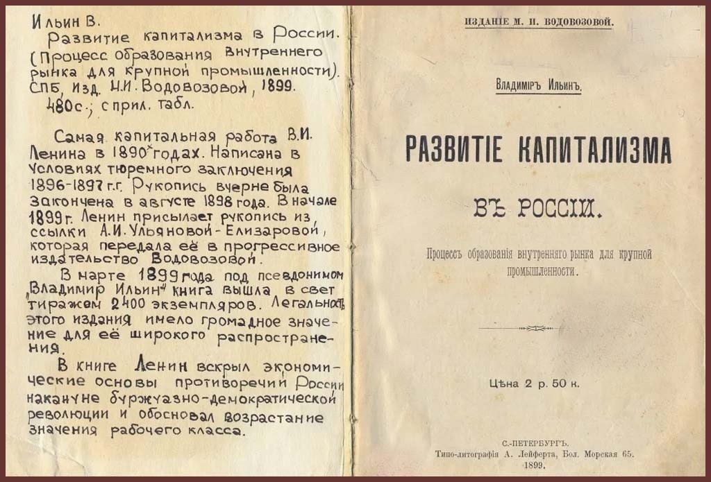 Первое издание книги В.И.Ленина "Развитие капитализма в России"