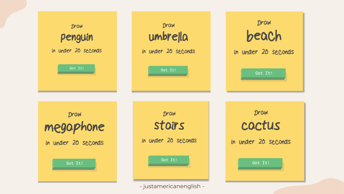 Игра предлагает вам нарисовать абсолютно случайные предметы - пингвина или пляж, например.