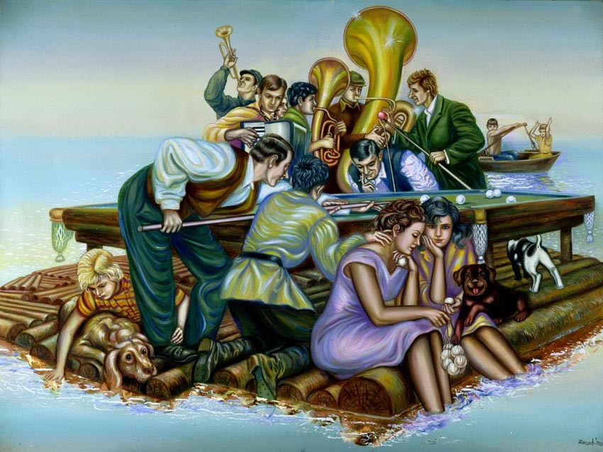 © Эдуард Шагеев. Бильярд на плоту с оркестром. 