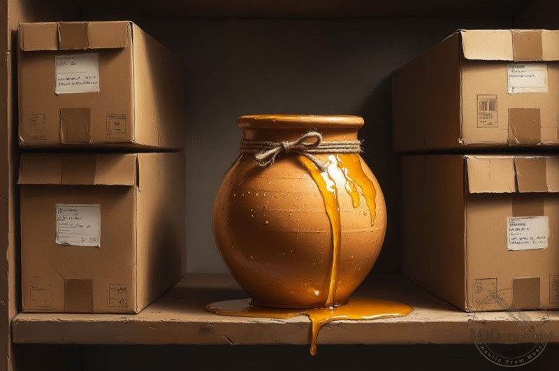 Глиняный горшок с мёдом