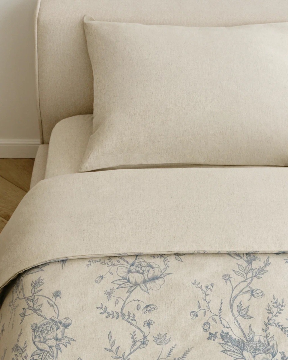 Постельное белье из льна и хлопка с принтом туаль