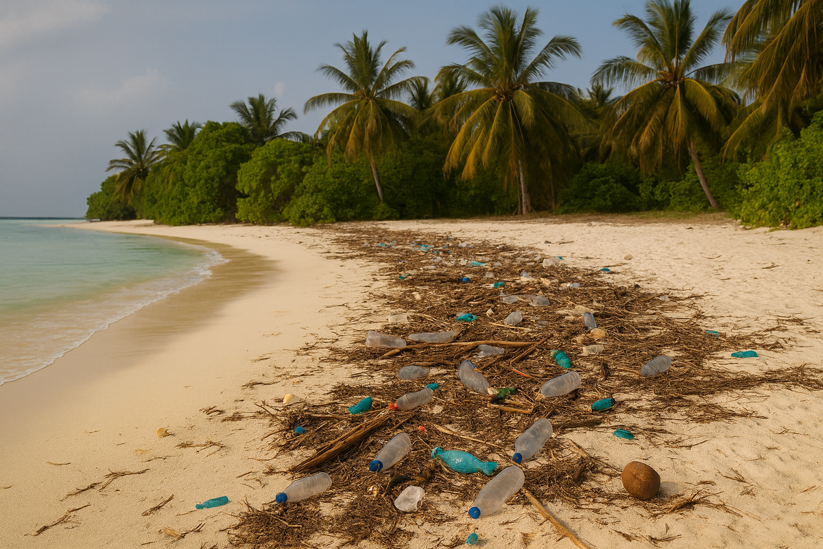 Обложка статьи. Грязный пляж на локальном острове.