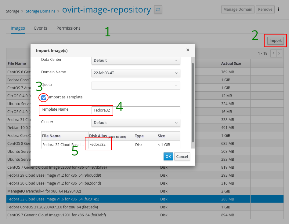  Рис. 1 — Импорт образа Fedora 32.