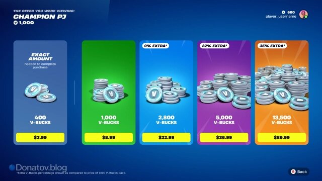    Стоимость В-баксов Fortnite