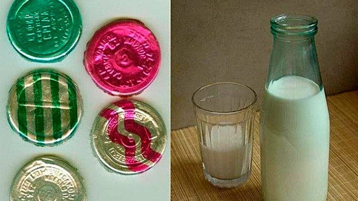 В СССР молочные продукты были только в стеклянных бутылках и запечатывались крышечкой именно из фольги.