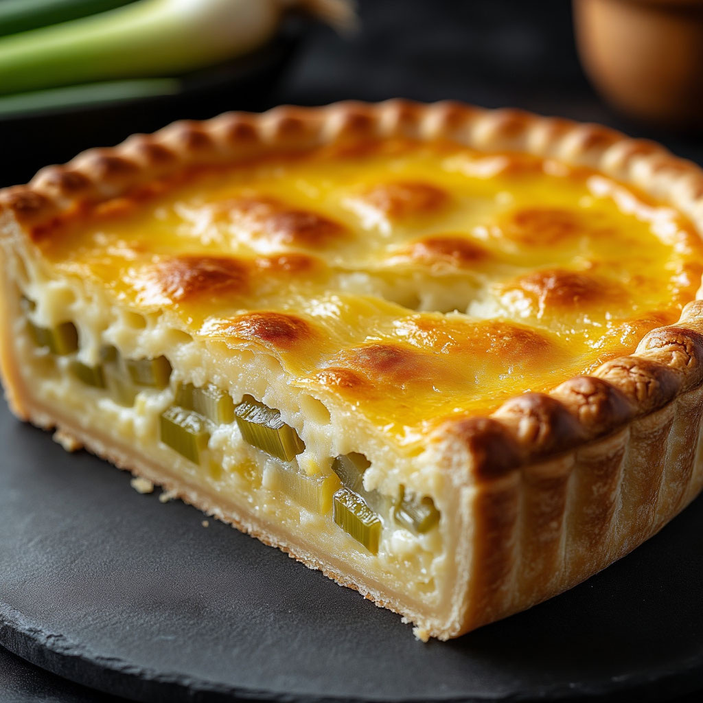 Пирог с луком пореем и сыром. Домашние рецепты.