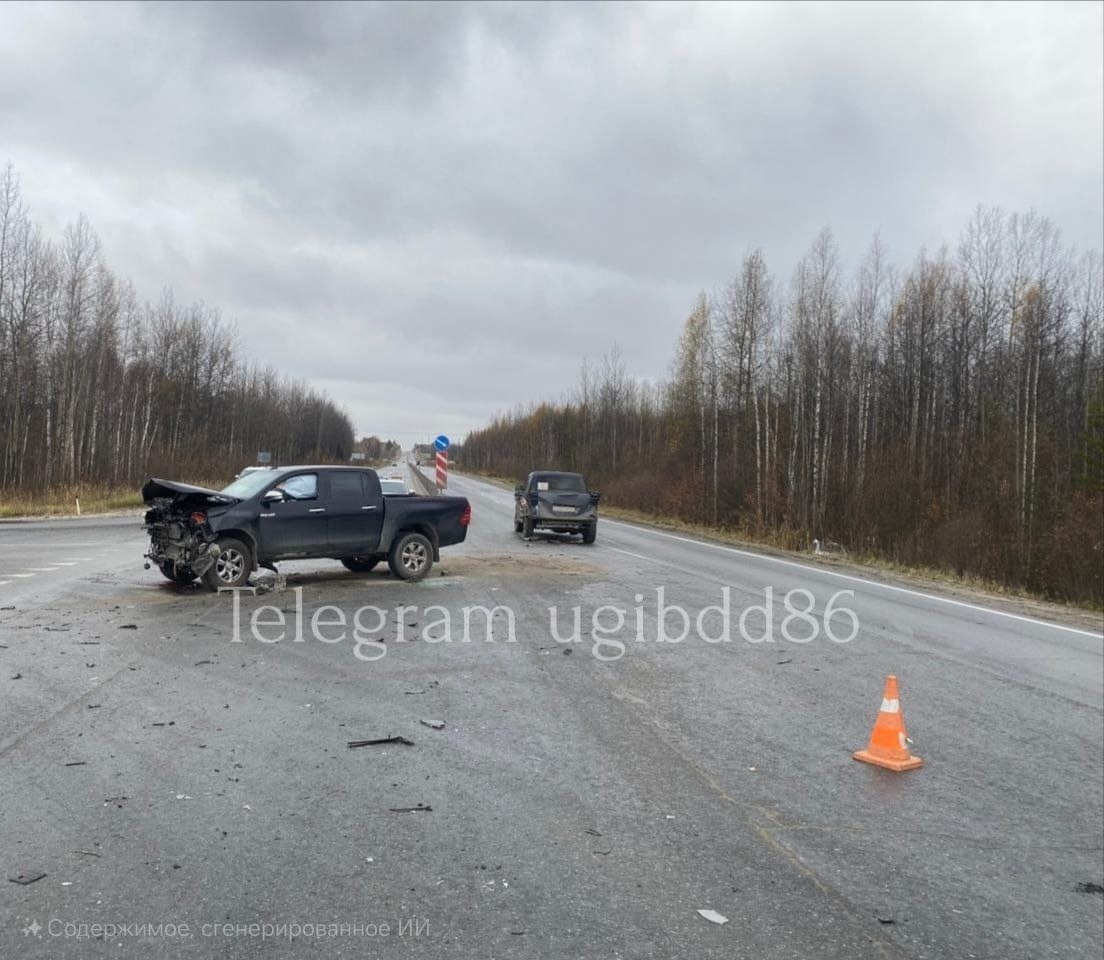    На федеральной трассе в Югре столкнулись четыре автомобиля