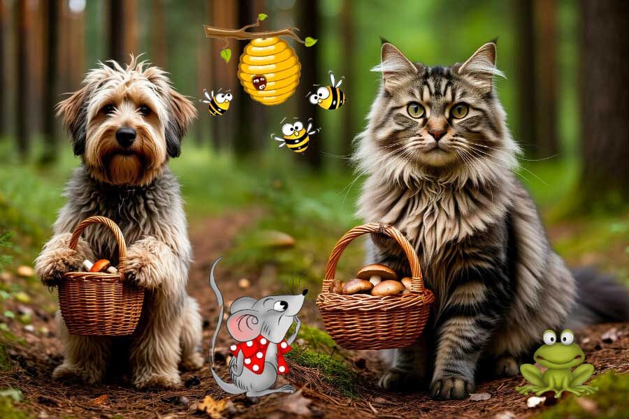 Лесные приключения #юмор #животные #приключения #котопес #лесныеистории #грибнойпоход #смешныеживотные