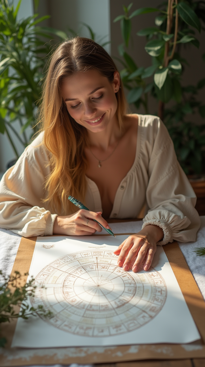 Живое прикосновение к сакральному знанию. Не компьютер, не генератор — а руки настоящего астролога, вникающего в карту судьбы человека. Именно так рождаются глубинные инсайты, когда астрология остаётся честной и настоящей.