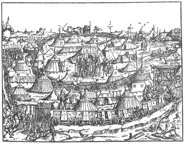 Средневековый Вагенбург. Рисунок пером и тушью из домашней книги принца Вальдбург-Вольфегга.