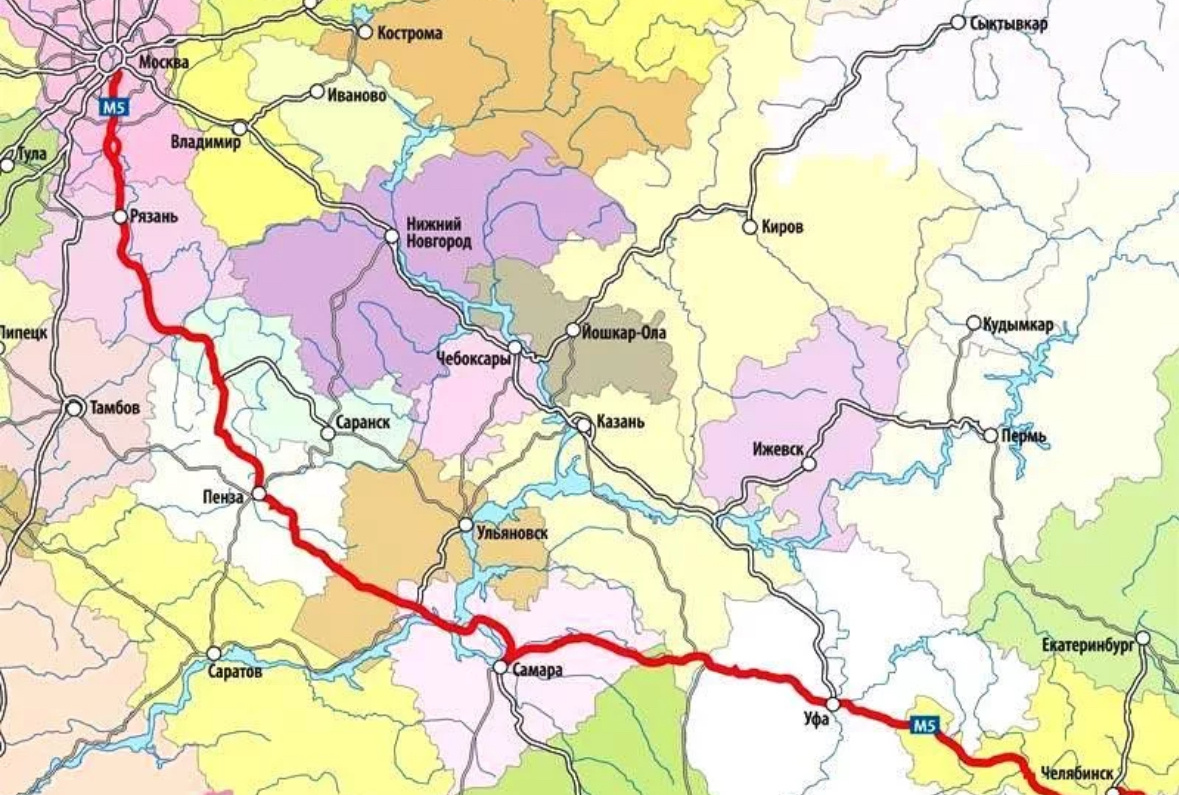 М-5 «Урал» На карте