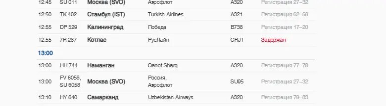    Фото: скриншот онлайн-табло аэропорта Пулково