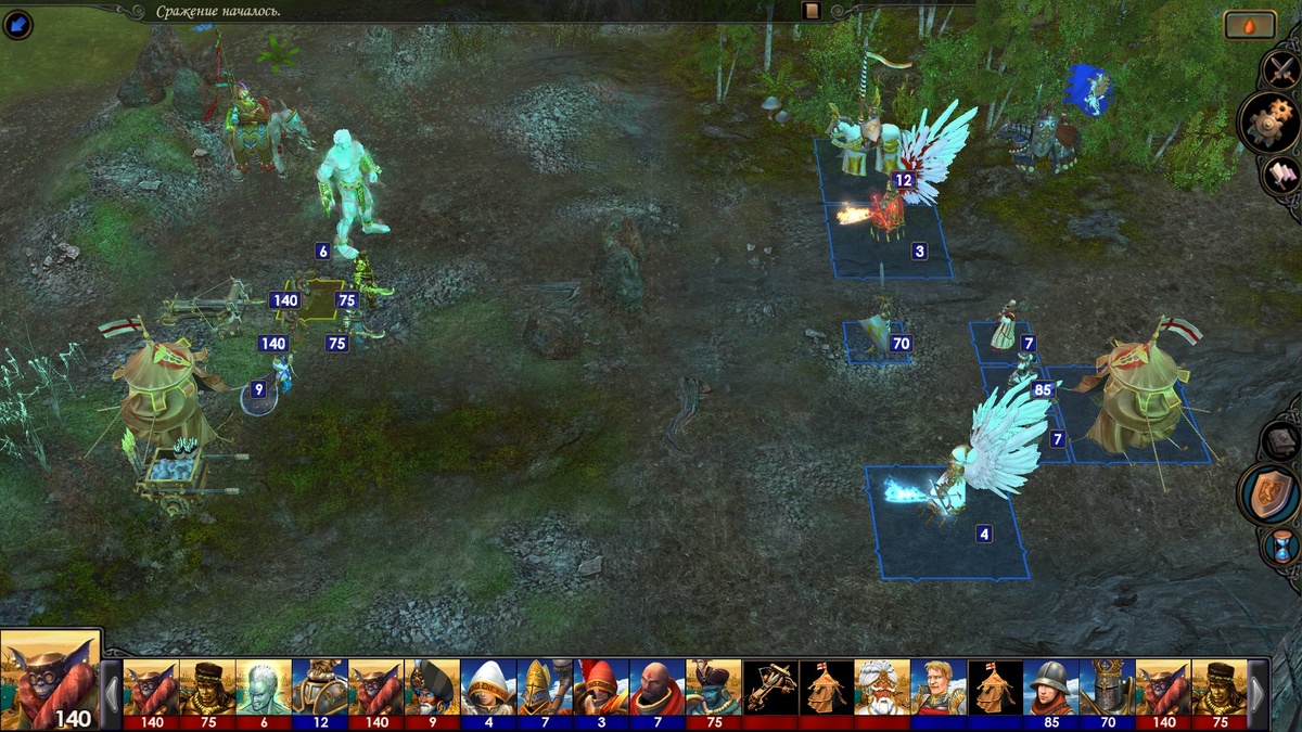 Перед вами широкая шкала инициативы, предоставляемая модом Tactical Interface. Чем больше у воина инициатива, тем чаще он ходит. Первыми ходят старшие гремлины за счёт перепавшей им стартовой инициативы.