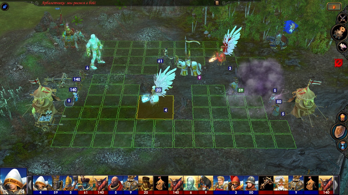 Арбалетчики "проморалились", а так как у Акселя был полный набор "Львиная отвага", то он прлдвинулся по шкале инициативы на 0,1.